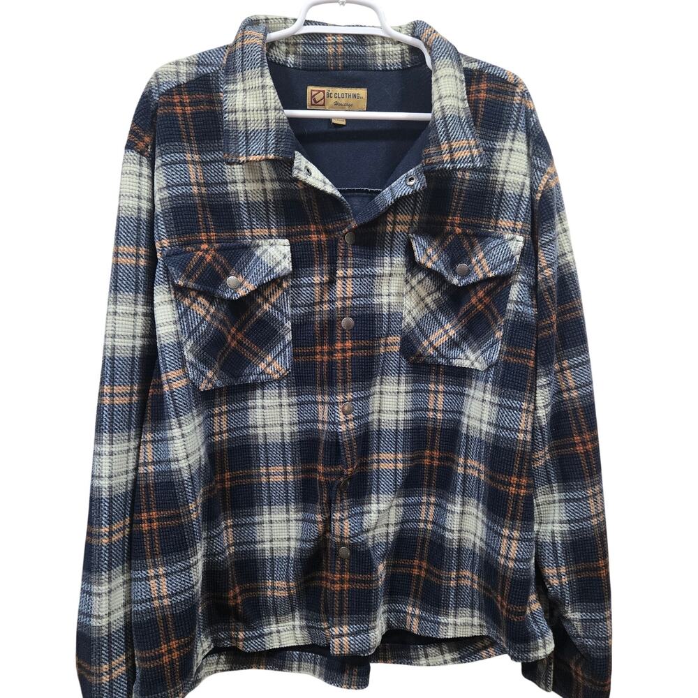 BC Clothing Heritage Men’s XXL Plaid Waffle Snap Shirt Jacket Shacket 1906343